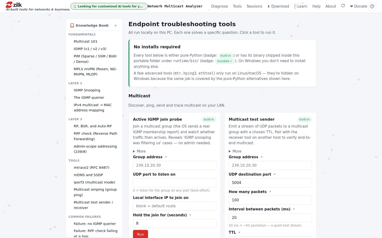 Zilk Multicast Analyzer — Tools